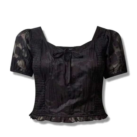 Cotton Clip Floral SmockedCrop Top from Torrid NWT - Picture 3 of 5